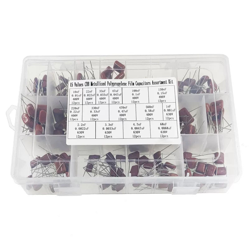 Diy Audio Electronics Kit - 180PCS-15Value 400V 630V CBB ポリプロピレンフィルムコンデンサーキット、DIYエレクトロニクス、電源、オーディオ機器ユニバーサル用