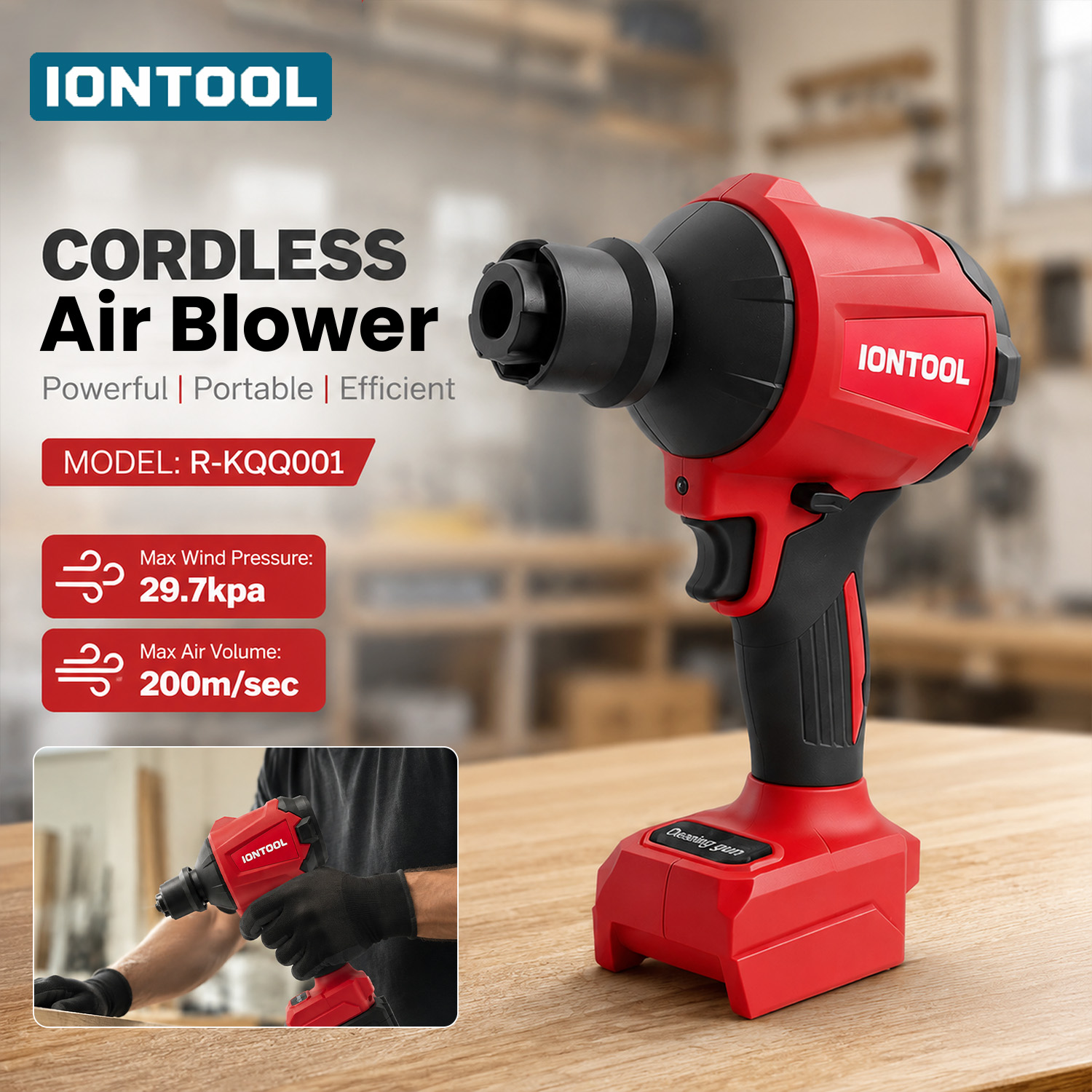 Diy Electronics Rack - IONTOOL 200m/s 29.7kPa 赤色コードレスブロワー（ノズル付き）は、サーバーラックや家庭用電子機器の埃を除去します（本体のみ）。