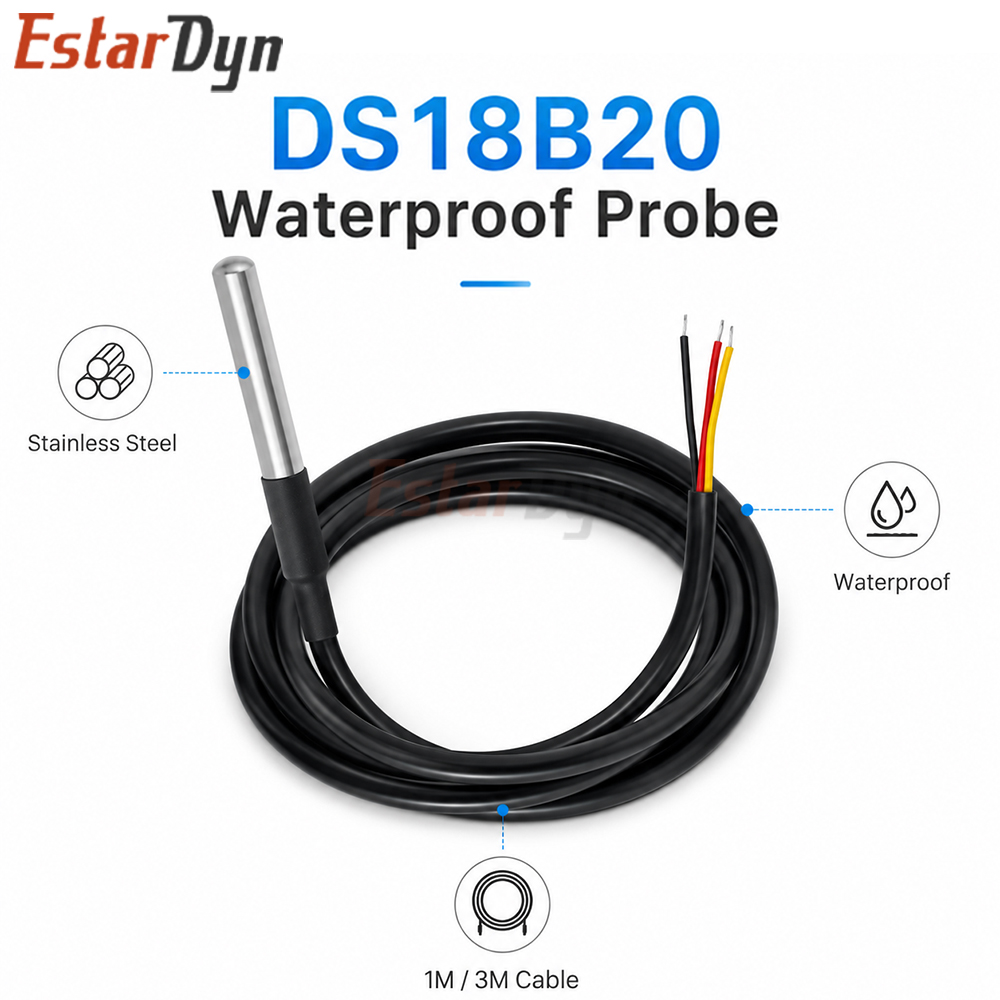 Estardyn DS18B20 防水デジタル温度センサー  - Ds18B20 Temperature Sensor のレビューと価格