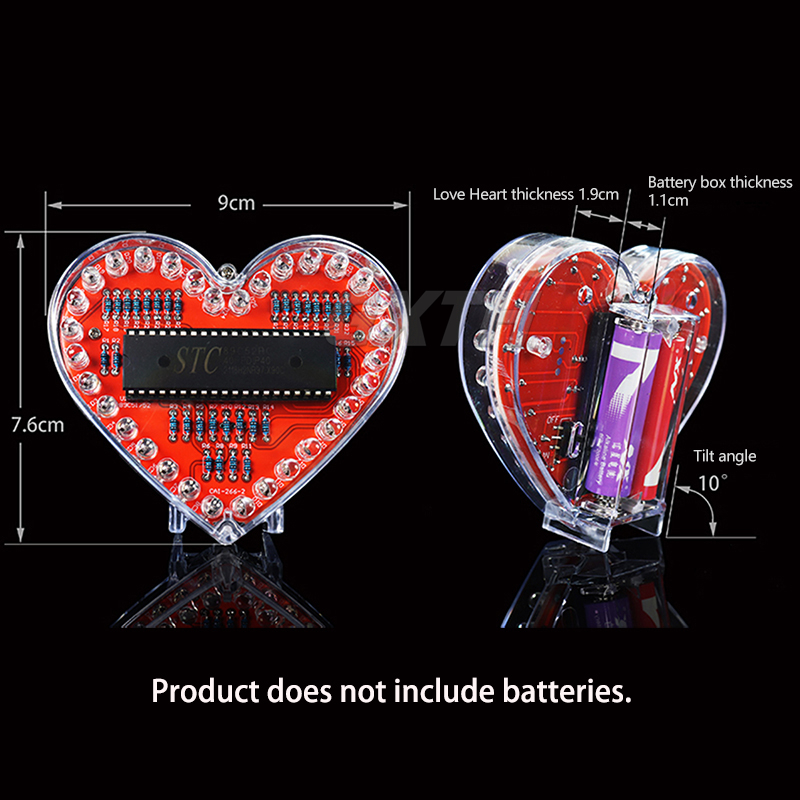 カラフルな LED 愛 DIY キット MCU ハート型流水 - Diy Electronics Projects For Students のレビューと価格