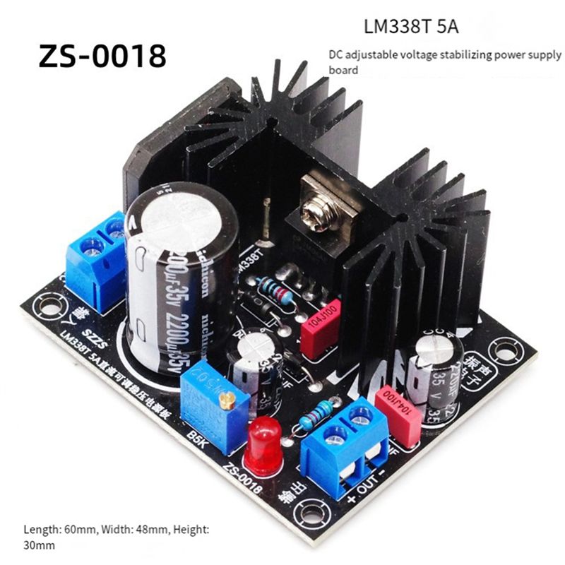 LM338 5A 出力調整可能なリニア安定化電源ボードフィラ - Diy Electronics Supplies のレビューと価格