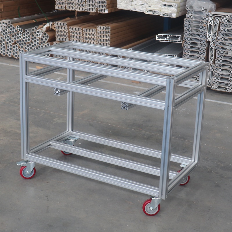 工業用アルミ製DIYトロリー、360度回転テーブルとラック付 - Diy Electronics Rack のレビューと価格