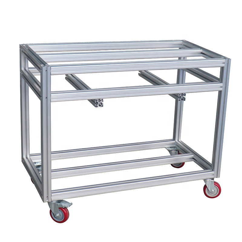 工業用アルミ製DIYトロリー、360度回転テーブルとラック付 - Diy Electronics Rack のレビューと価格