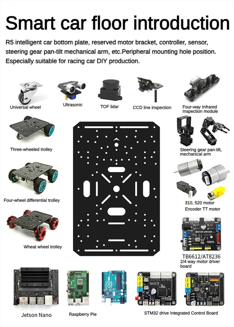 4WDロボットカーシャーシ、TTモーター520または37モー - Diy Robot Electronics Kit のレビューと価格